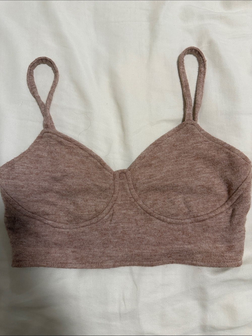 2 bralette. Gray and light brown. Zara Heathered Rose Knit Bralette